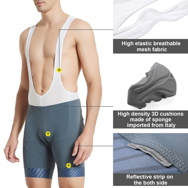 Santic شورتات دراجات سانيتيك للرجال مع حشوة، شورتات دراجات مريحة للرجال، شورتات دراجات خفيفة الوزن وقابلة للتنفس، رمادي، XL - Image 3